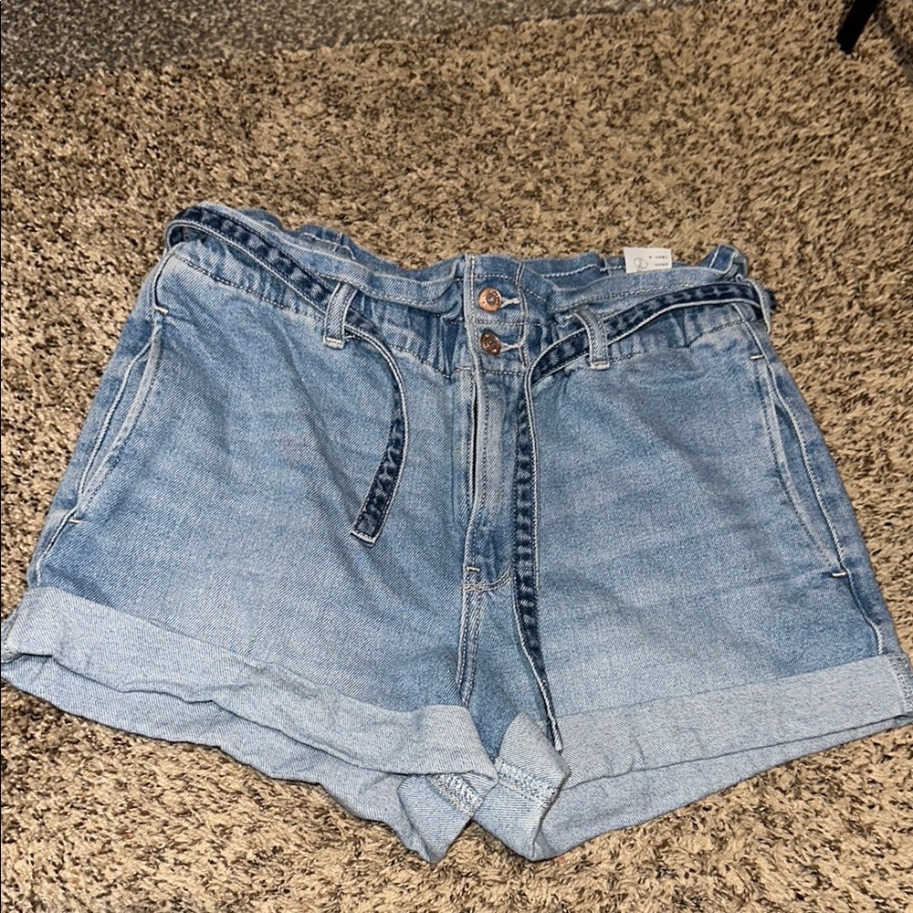 Hollister Blue Jean Shorts High-Waisted Cuffed